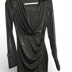 Elegant Black Draped Women's Large Dress